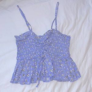 NWT! Blue Floral Crop Cami with Scrunch Tie | Small
